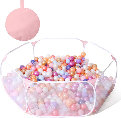 Kids Ball Pit Large Pop Up Play Tent for Toddlers Girls Boys for Indoor Outdoor Baby Playpen with Carry Tote (Pink)