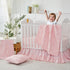 Brandream Crib Bed Skirt for Baby Girls Boys Blush Pink Boho Bohemian Solid Cotton Toddler Bedskirt Farmhouse Chic