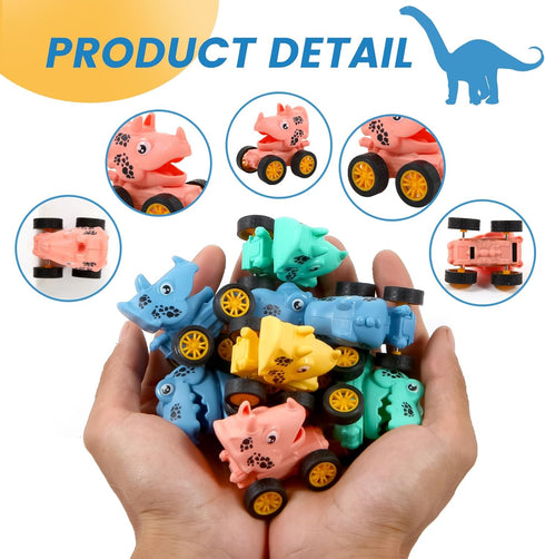 18Pcs Dinosaur Pull Back Cars Set for Kids, Mini Racing Vehicles Toys, Party Favors, Goodie Bag Stuffers