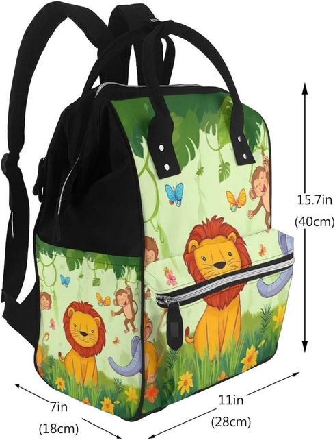 Qewfoju Backpack Backpack African Animals in the Jungle Print Diaper Bag Large Capacity Diaper Baby Changing Bags