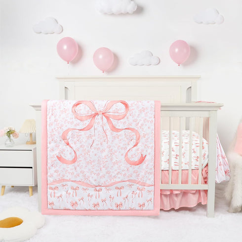 Crib Bedding Set for Baby Girls and Boys, 4 Piece Infant Nursery