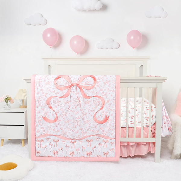 Crib Bedding Set for Baby Girls and Boys, 4 Piece Infant Nursery