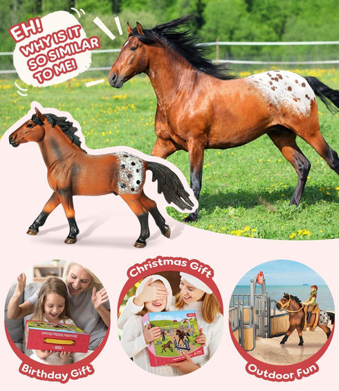 Horse Stable Playset, Horse Toys Set with Rider, Farm Animal Figurines for Kids 3-10, Christmas Birthday Gifts