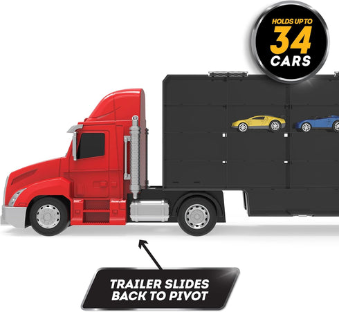 2 3+ Driven by Battat Large Toy Carrier Truck for Kids with Pull Back Cars Toy Transport Truck & Pretend Play Vehicle