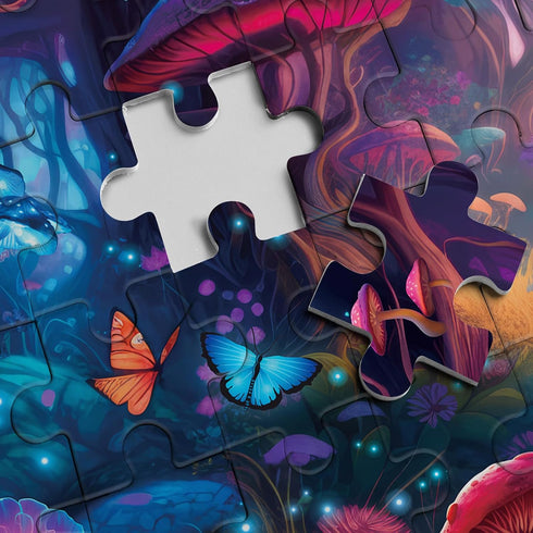 Magical Forest Puzzles 1000 Pieces - Glow Art Jigsaw Puzzles Butterfly, Glitter Flower Collage for Family Game