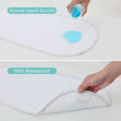 TILLYOU 6 Pack Waterproof Changing Pad Liners, 100% Cotton Reusable Cloth Diaper Liners, White