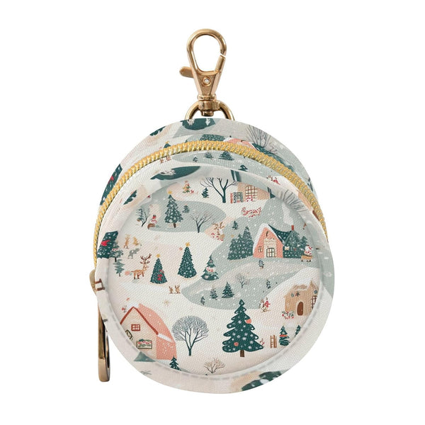 YETTASBIN Christmas Village Portable Pacifier Holder Case with Metal Hook Buckle & Zipper