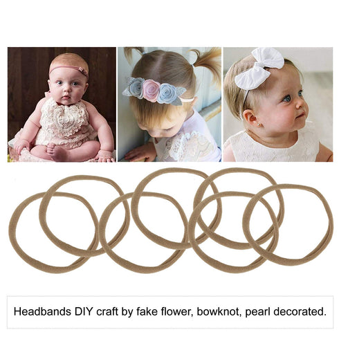 100 Pack Bulk Super Soft Stretchy Elastic Nude Skin Color Nylon Headbands, Khaki Brown Ivory Skinny Slim Hair Ties