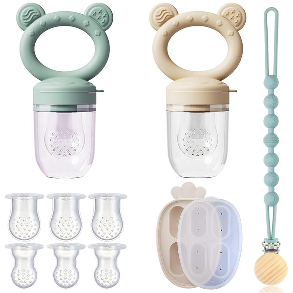 4 Pack Stylish Anti-Drop Baby Fruit Feeder & Breastmilk Popsicle Molds for