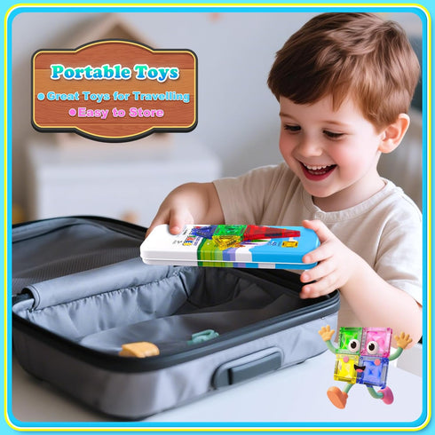 Magnetopia 40 Set 3+, Mini Diamond Texture Magnetic Tiles with Iron Box, PCS Travel Magnetic Tiles, STEM Educational