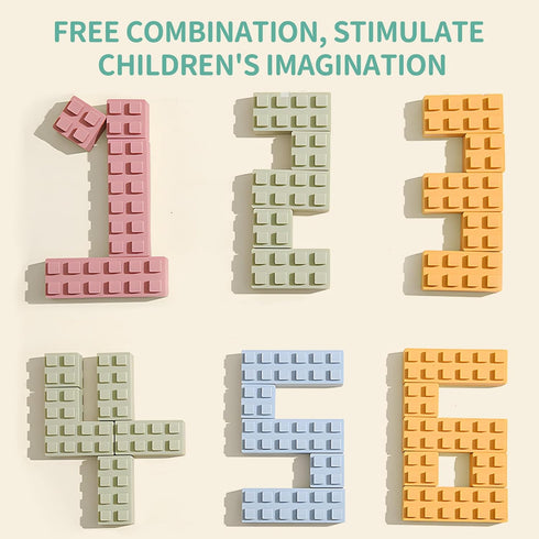 20PCS Silicone Blocks Soft Building Blocks, Montessori Educational Toy Soft Baby Blocks for Teething Gifts, Large