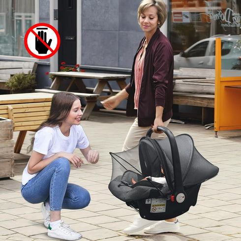 Cheermomo 2-Way Car Seat Canopy, Baby Car Seat Cover, Mosquito Net with Zipper - Breathable Mesh Infant Bug Net