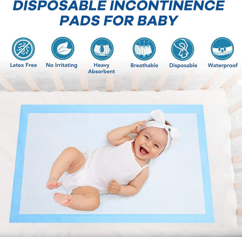 Buyockss Pack 50 13 x18 Disposable Changing Pad of Baby Incontinence Pad Diaper Changing Pads UnderPads Ultra Soft