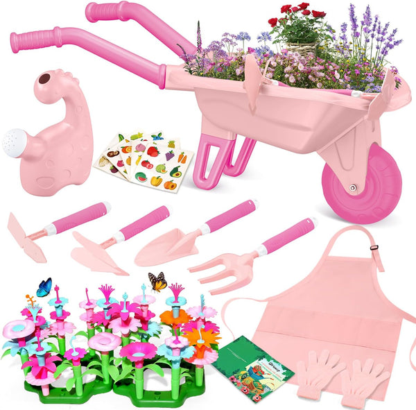 Qtioucp 16Pcs Kids Gardening Tools Outdoor Toys Set Backyard Play with 93