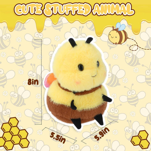 RHHSSE Partners(8 inch) Chubby Smiling Bee Plush, Lucky Soft Bumblebee Plush Toy, Cute Bee Stuffed Animal, The Best