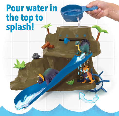 Playset 3 MindWare Dinosaur Color Splash Water Park Bathtub - Interactive Bath Toys with Color Changing Dinosaur