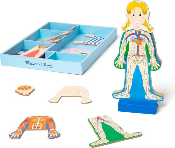 Melissa & Doug Magnetic Human Body Anatomy Play Set - 24 Magnetic Pieces with Storage Tray