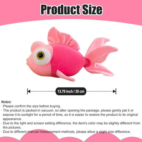 13.78" Pink Goldfish Stuffed Animal, Cute Plush Fish Toy for Boys and Girls