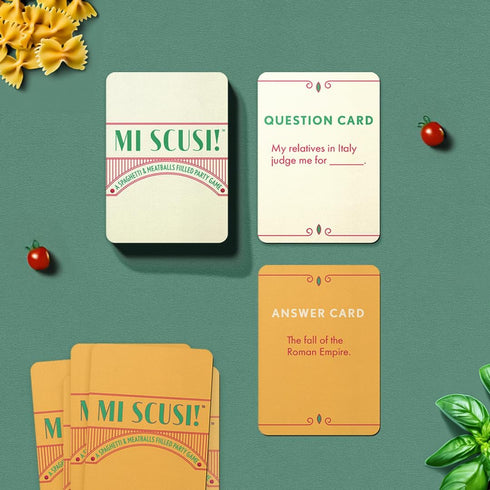 Hilarious Italian Family Card Game - Mi Scusi Party Game for Ages 17+, 4-10 Players