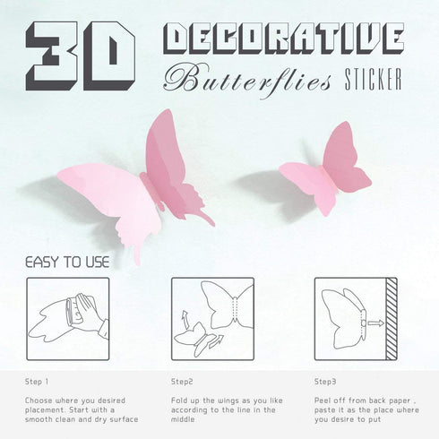 24pcs 3D Butterfly Removable Mural Stickers - Halloween Wall Stickers Decal for Home and Room Decoration (Black-24pcs)