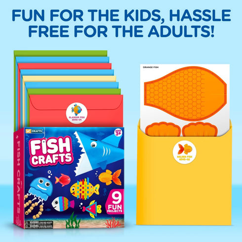 Arts and Craft Kit for Toddlers Ages 3-5, Craft 9 Fun Fish Characters for Creative Play