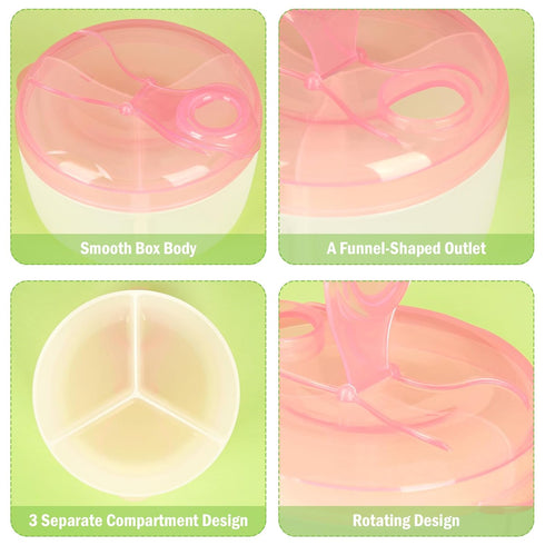 Accmor Baby Formula Dispenser On The Go, Non-Spill Rotating Three-Compartment Container for Infant Toddler Traveling