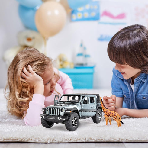 WAKAKAC 7 1/32 4-8 Compatible for Door Wrangler Toy Car Die-cast Pull Back Model Car with Sound and Light Toy Vehicle