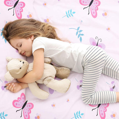 4 Pack Set Mixweer Butterfly Baby Crib Sheet for Girls Standard Size Crib Toddler Mattresses Soft Breathable Sheets