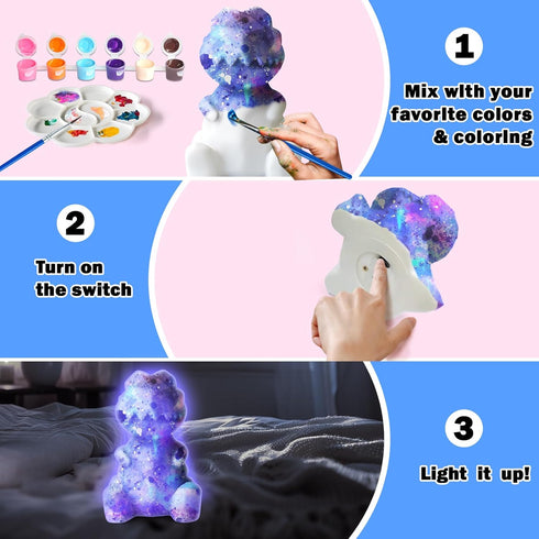 FUNZBO Paint Your Own Dinosaur Lamp, Arts and Crafts for Kids Ages 4-8, Painting Kits for Dinosaur Birthday Decorations