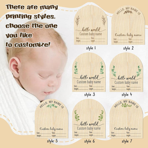 Mayyi 03) Newborn Birth Announcement Sign,Personalized Baby Announcement, Custom Engraved Wooden Baby Name Sign