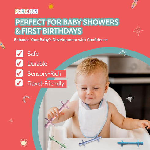 0-36 5 2 2 Bebecan Shielded Teething Tubes Baby Teething Relief Months, Anti-Choking Design, Clip-Attachable, BPA-Free