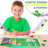 Set 57Pcs 4-6-8, 5,7,Gel Fruit Scented Markers with Glitter Dinosaur Pencil Case & Stationery, Art Supplies for Kids