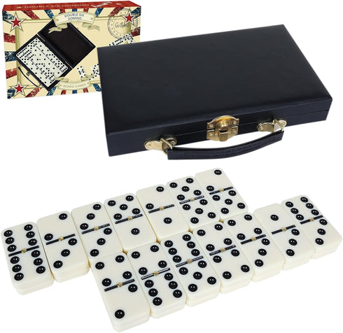 GOTHINK Portable Double 6 Dominos Set for Adults with Storage Box 28