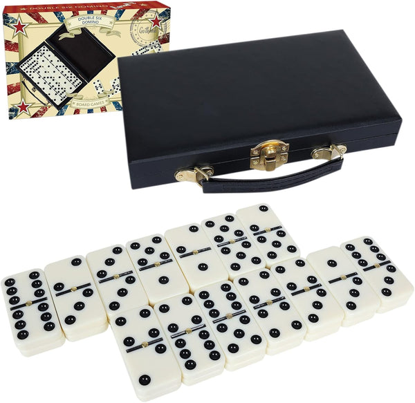 GOTHINK Portable Double 6 Dominos Set for Adults with Storage Box 28