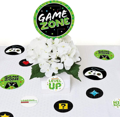 Giant Circle Confetti - Big Dot of Happiness Game Zone - Pixel Video Game Party Decorations - 27 Count