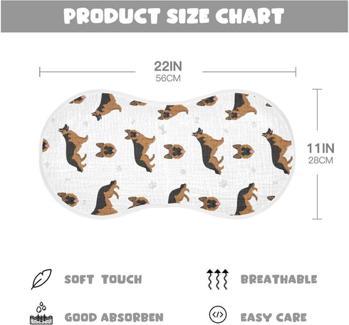 German Shepherd Dog Muslin Burp Cloths for Baby 1 Pack Soft 100% Cotton Baby Washcloths Bibs for Boy Girl by YYZZH