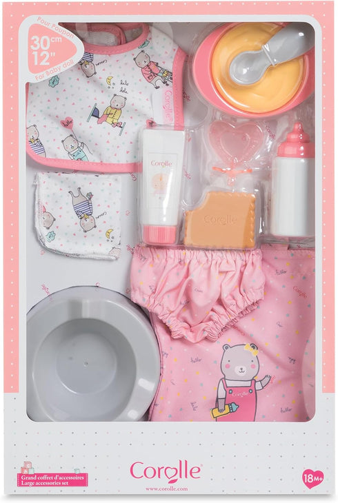 Set 12-Inch 11-Piece Set Baby Doll Accessories Care for Dolls - Baby Doll Accessories with Diaper Bag, Bottle, Bib