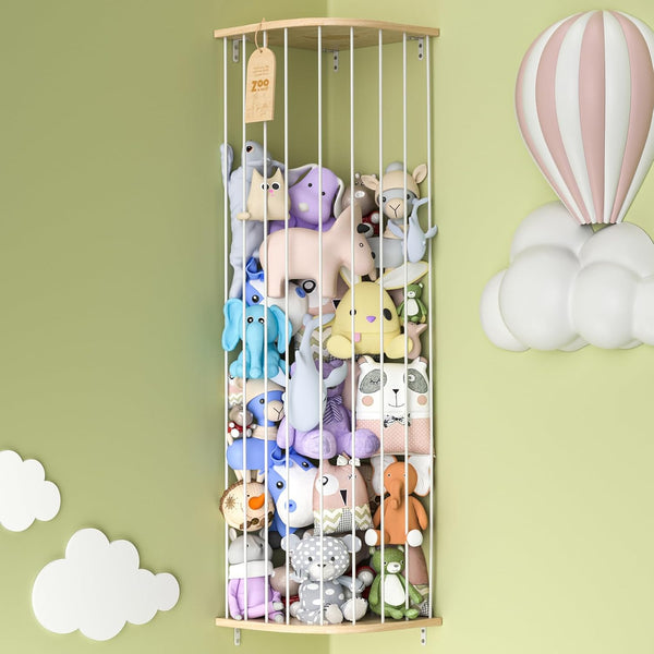 Stuffed Animal Storage for Plushie Toys - Large Wood Corner Hanging Pet