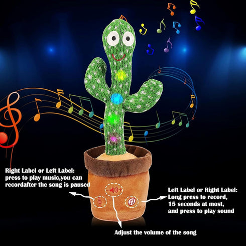 Emoin Dancing Cactus Talking Toy, Cactus Baby Toy Singing Children's Song, Mimicking Recording Educational Toy