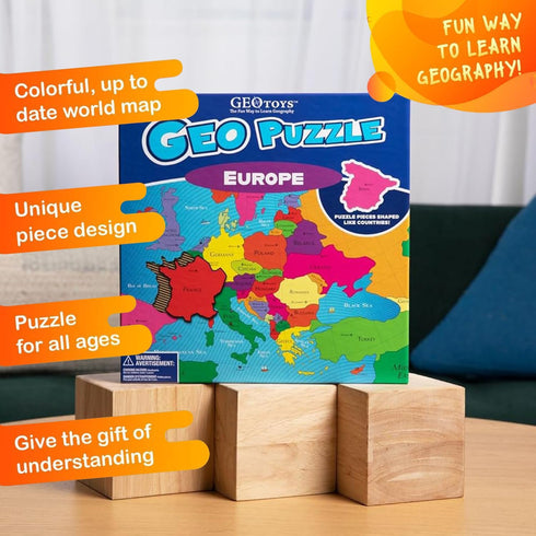 58 6-9, GeoToys GeoPuzzle, Europe Jigsaw Puzzles, Pc Geography Game & Map Puzzle, Educational Games & Kids Learning