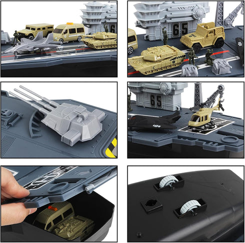 28 Inches deAO Aircraft Carrier Toy Army Men with Scale Model Warplanes Warships Military Vehicles Battleship Planes