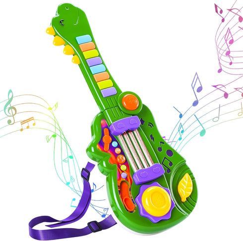 Dinosaur Kids Guitar 2-in-1 Musical Instruments for 3 4 5 Year Old