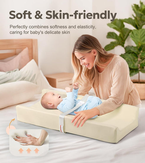 Mallify Baby Changing Pad, Waterproof & Wipeable Vegan Leather Diaper Changing Mat, Wipe-Clean & Non-Slip Changing Pad