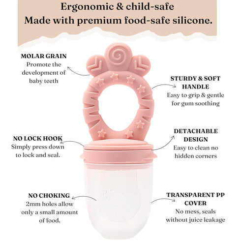 Set 3 4+ Baby Fruit Feeder BPA-Free Silicone Fresh Food Feeder with Replacement Teats, Teething Feeder for Fruits