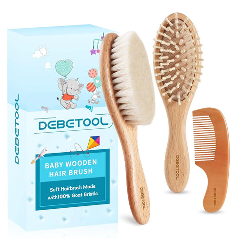 DEBETOOL Baby Hair Brush and Comb Set for Newborns & Toddlers -