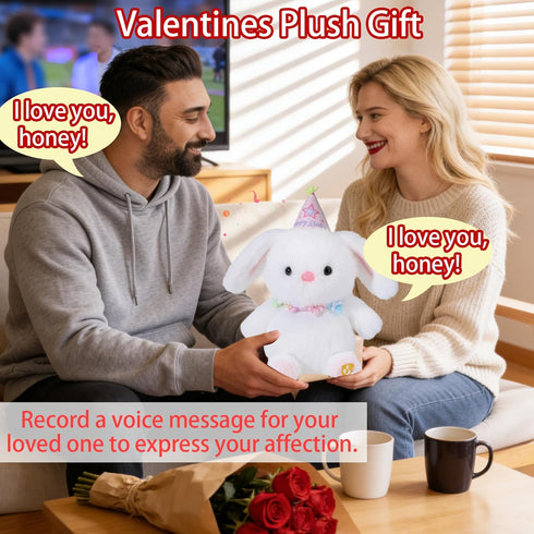 Easter Bunny Stuffed Animal Birthday Interactive Bunny, Musical Birthday Stuffed Animal, Clapping Activates Singing