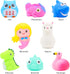 Animal Bath Toy Set with 8 Pcs Floating Auto Flashing Early Learning Toys for Kids & Pets, Dinosaur Shark Flamingo