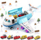 CUTE STONE Toy Airplane with Smoke, Sound and Light, Friction Powered Airplane with Mini Cars, Great Gift