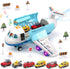 CUTE STONE Toy Airplane with Smoke, Sound and Light, Friction Powered Airplane with Mini Cars, Great Gift