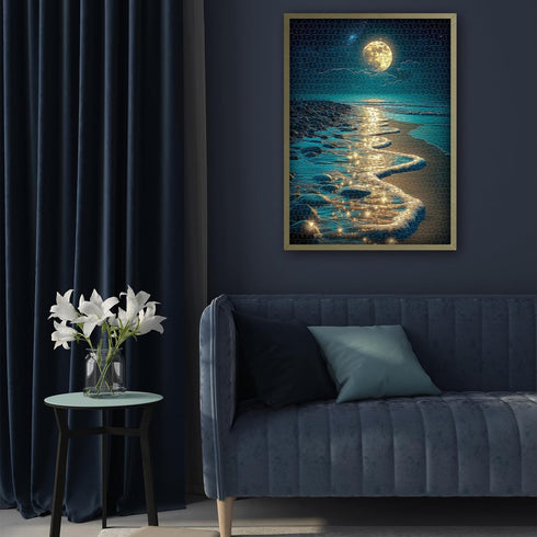 PICKFORU 1000 Beach Jigsaw Puzzle Pieces, Ocean Moon Nature Art Scenery, Colorful Magic Beach Themed Puzzle